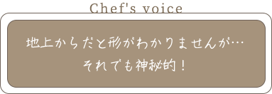 Chef's voice 地上からだと形がわかりませんが… それでも神秘的！